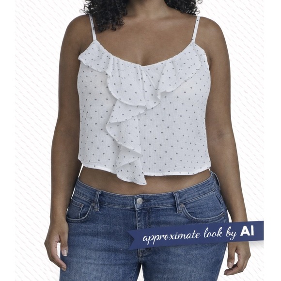 Sienna Sky Womens White Polka Dot Ruffle Camisole Top Smocked Back Medium NWT - Picture 1 of 6